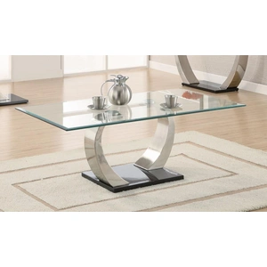 Coaster Pruitt Glass Top Coffee Table with Metal Base, Clear