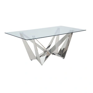 ACME Dekel Glass/Steel Dining Table, Clear