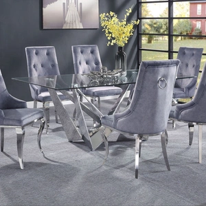 ACME Dekel Glass/Steel Dining Table, Clear