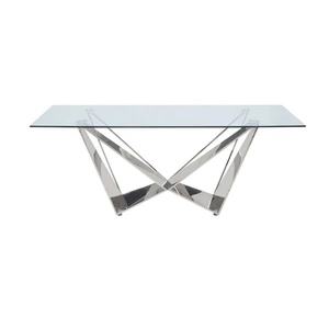 ACME Dekel Glass/Steel Dining Table, Clear
