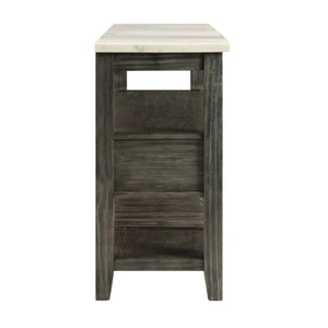 ACME Merel Marble/Wood Server w/3 Drawers, White/Gray Oak