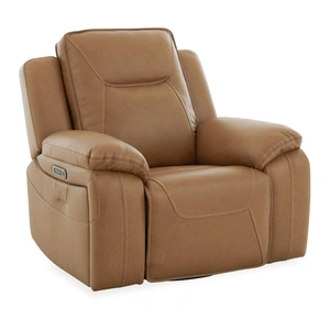 Liberty Furniture Callihan Leather Swivel Power Recliner w/USB Chargers, York Butternut