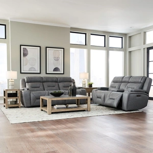 Liberty Furniture Chapman Power Reclining Leather Set | Alpine Gray or Coal