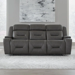Liberty Furniture Chapman Leather Power Reclining Sofa | Triple Power Support