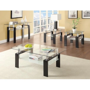 Coaster Dyer Tempered Glass End Table with Shelf, Clear/Black