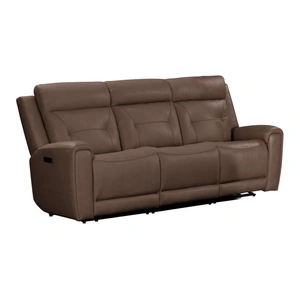 Liberty Furniture Beckham Leather Power Reclining Sofa w/USB Chargers, Aline Saddle