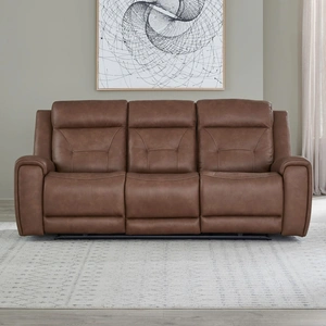 Liberty Furniture Beckham Leather Power Reclining Living Room Set | Zero Gravity, Aline Saddle