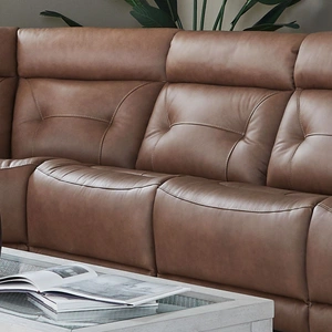 Liberty Furniture Beckham Leather 6-Piece Power Reclining Sectional w/USB Chargers, Aline Saddle