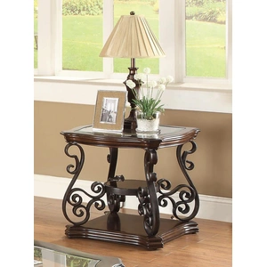 Coaster Laney Glass/Wood Rectangular End Table, Clear/Deep Merlot