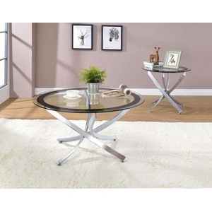 Coaster Brooke Glass Top End Table with Chromed Base