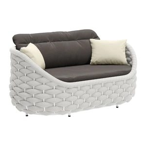 Zuo Modern Coral Reef Olefin/Aluminum Outdoor Loveseat, Gray