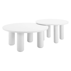 Zuo Modern Ola Round Aluminum Outdoor Coffee Table Set, White