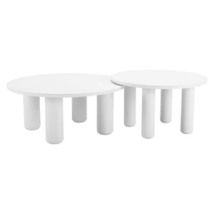 Zuo Modern Ola Round Aluminum Outdoor Coffee Table Set, White