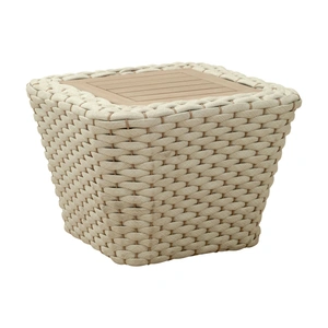 Zuo Modern Antul Wood/Rope Nylon Outdioor Coffee Table, White & Natural