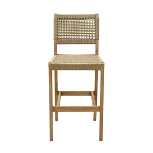 Zuo Modern Corde Synthetic Rattan Weave/Wood Outdoor Barstool, Beige