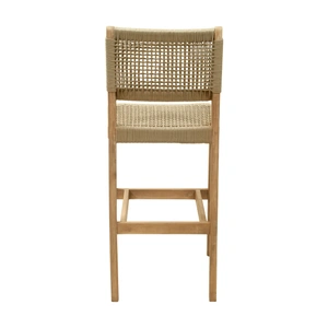 Zuo Modern Corde Synthetic Rattan Weave/Wood Outdoor Barstool, Beige