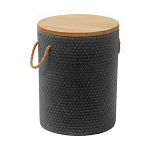 Zuo Modern Beban Round Wood/Faux Concrete Side Table, Natural & Black