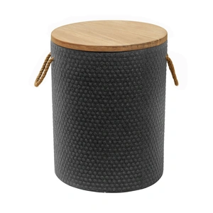 Zuo Modern Beban Round Wood/Faux Concrete Side Table, Natural & Black