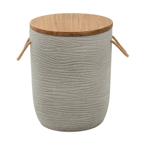 Zuo Modern Biban Round  Wood/Faux Concrete Side Table, Natural & Gray