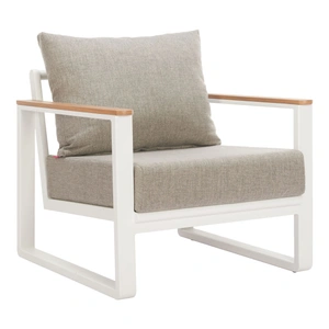 Zuo Modern Welt Olefin/Aluminum Outdoor Armchair, Taupe & White