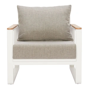 Zuo Modern Welt Olefin/Aluminum Outdoor Armchair, Taupe & White