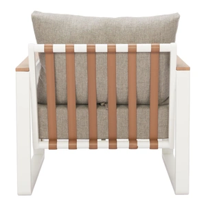 Zuo Modern Welt Olefin/Aluminum Outdoor Armchair, Taupe & White