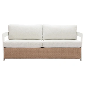 Zuo Modern Gelo Olefin/Synthetic Rattan/Aluminum Sofa, White & Brown