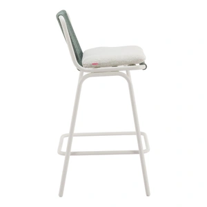 Zuo Modern Luft Olefin/Aluminum Outdoor Barstool, White & Green (Set of 2)