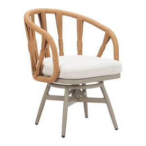 Zuo Modern Safal Synthetic Rattan Weave/Aluminum Outdoor Swivel Dining Chair, Multicolor