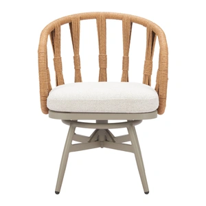 Zuo Modern Safal Synthetic Rattan Weave/Aluminum Outdoor Swivel Dining Chair, Multicolor