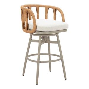 Zuo Modern Safal Olefin/Aluminum/Synthetic Rattan Weave Swivel Barstool, Multicolor
