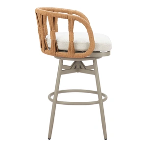 Zuo Modern Safal Olefin/Aluminum/Synthetic Rattan Weave Swivel Barstool, Multicolor