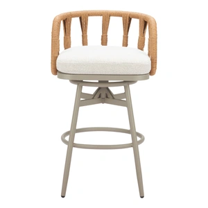 Zuo Modern Safal Olefin/Aluminum/Synthetic Rattan Weave Swivel Barstool, Multicolor