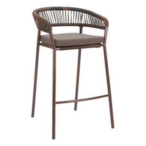Zuo Modern Skye Olefin/Synthetic Rattan Weave/Steel Barstool, Brown (Set of 2)