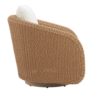 Zuo Modern Solara Olefin/Synthetic Rattan Weave Outdoor Swivel Chair in Ivory