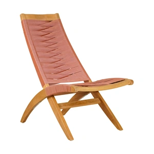 Zuo Modern Rova Synthetic Rattan Weave/Wood Lounge Chair, Terracotta