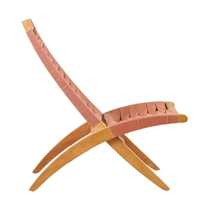 Zuo Modern Rova Synthetic Rattan Weave/Wood Lounge Chair, Terracotta