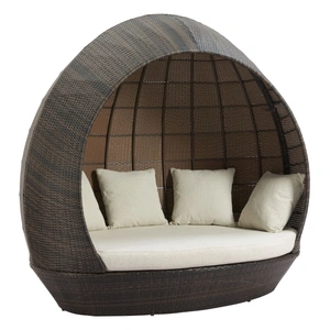 Zuo Modern Marisol Synthetic Rattan Weave Beach Daybed, Brown & Beige