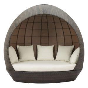 Zuo Modern Marisol Synthetic Rattan Weave Beach Daybed, Brown & Beige