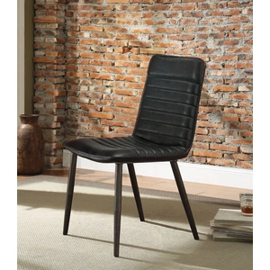 AF Modern Hosmer Top Grain Leather Dining Chair, Black (Set of 2)