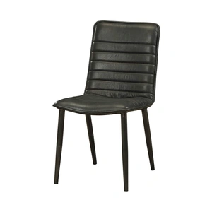 AF Modern Hosmer Top Grain Leather Dining Chair, Black (Set of 2)