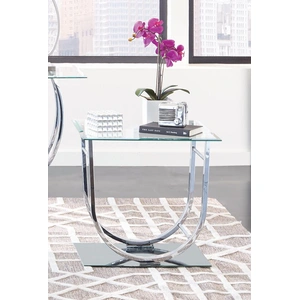 Coaster Danville Glass End Table with Chrome U-shaped Base, Clear