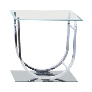 Coaster Danville Glass End Table with Chrome U-shaped Base, Clear