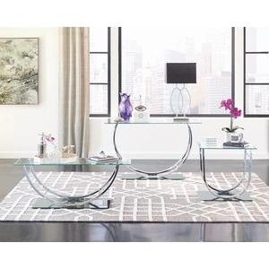 Coaster Danville Glass End Table with Chrome U-shaped Base, Clear