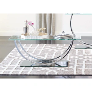 Coaster Danville Glass Rectangular Coffee Table with Chrome U-shaped Base, Clear