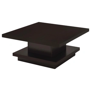 Coaster Reston Wood Veneer Pedestal Square Coffee Table, Cappuccino