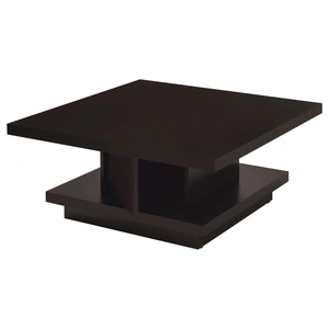 Coaster Reston Wood Veneer Pedestal Square Coffee Table, Cappuccino