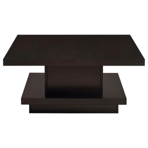 Coaster Reston Wood Veneer Pedestal Square Coffee Table, Cappuccino