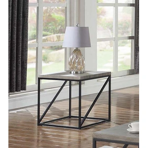 Coaster Birdie Wood Veneer Square End Table with Metal Base in Sonoma Grey/Black