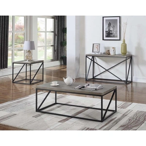Coaster Birdie Wood Veneer Square End Table with Metal Base in Sonoma Grey/Black